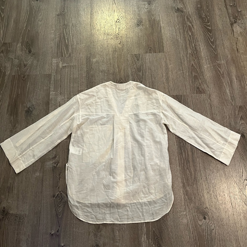 Helmut Lang Oversized, Silk Blend, Roll Tab Sleeve Shirt View 4